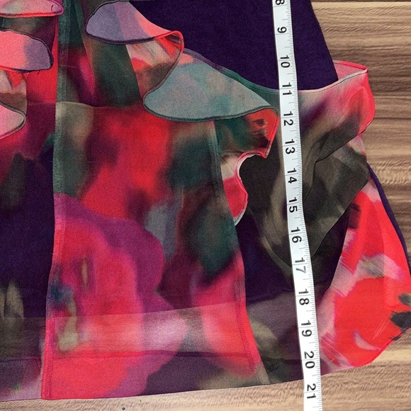 EXPRESS purple tank top with red and green ruffle - Picture 7 of 14